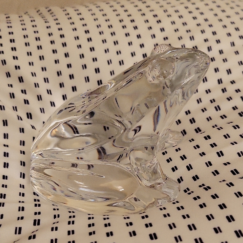 Baccarat Crystal Frog Figurine or Heavy Paperweight. Made In France.